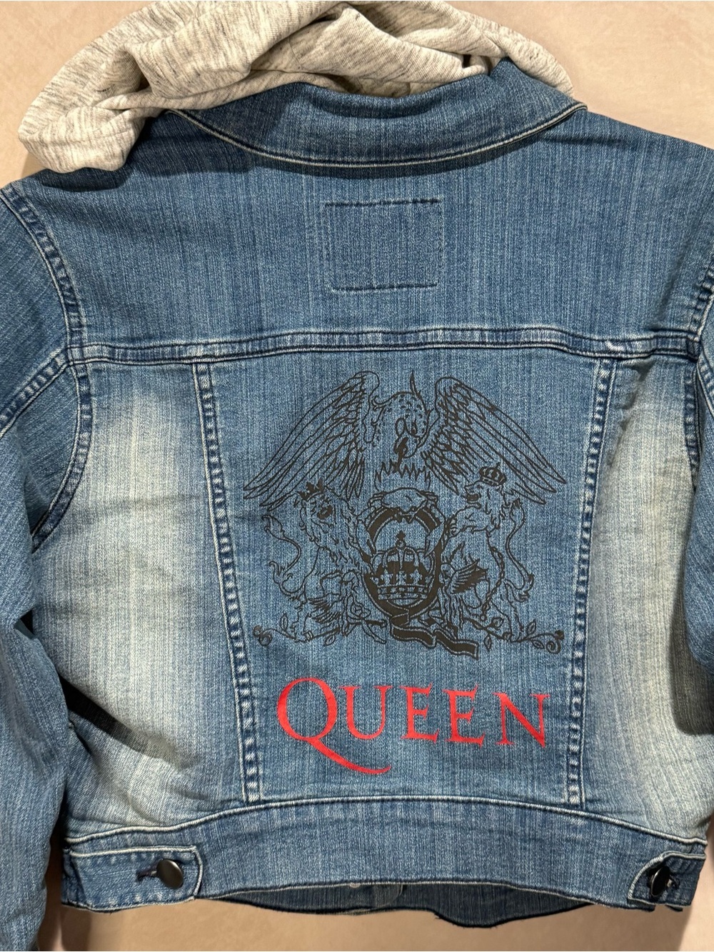 Queen Official Merch Cropped Denim Hooded Jacket Size M, Vintage Classic Rock - Picture 8 of 11